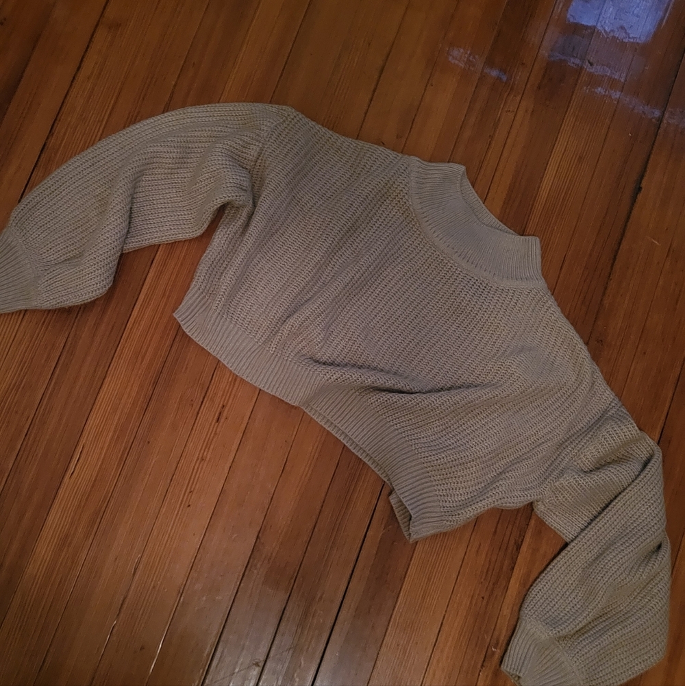 Cropped Chunky Knit Brown Sweater